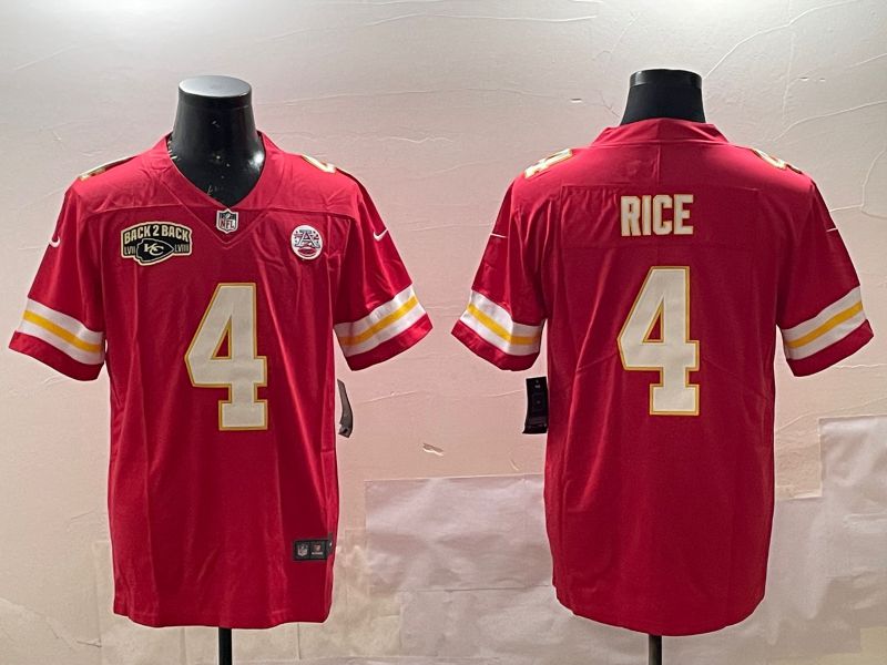 Men Kansas City Chiefs 4 Rice Red Second generations 2025 Nike Limited NFL Jersey style 3